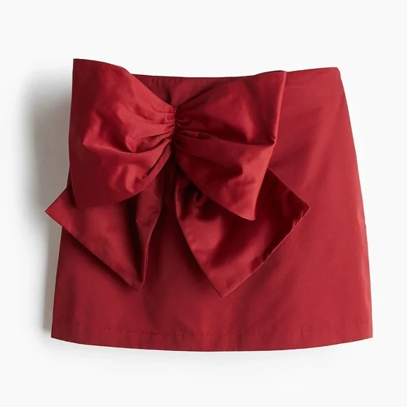 H&M NWT viral red bow mini skirt - Picture 2 of 11